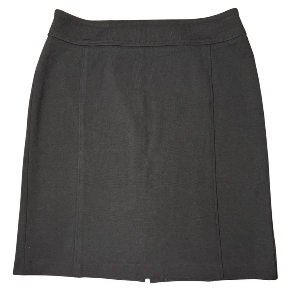 Semantiks Black Stretch Midi Skirt Medium Petite Back Zipper Knee Length EUC
